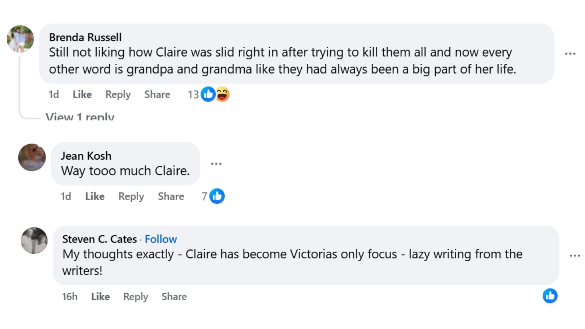 Comments by fans on the post (Image via Facebook/@Michelle Mary Jones)